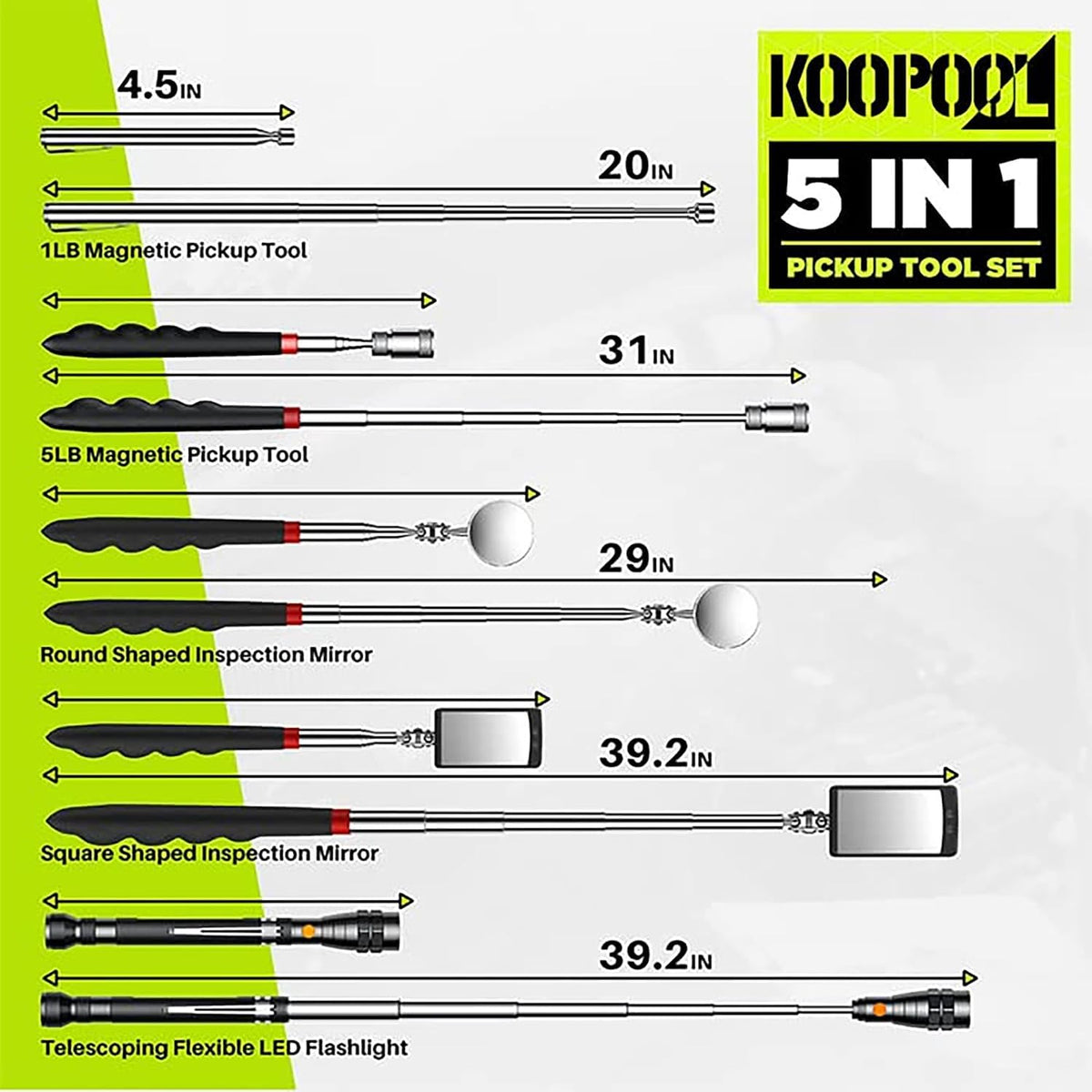 Telescoping Magnetic Pickup Tool Set, Inspection Mirror Telescoping, LED Flashlight, Cool Gadgets for Men, Gifts for, Dad, Husband, Kids, Boyfriend, Magnet Stick (Amber)