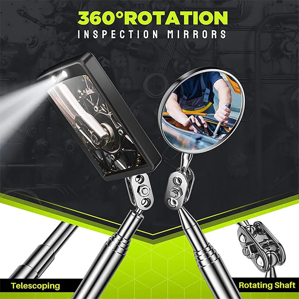 Telescoping Magnetic Pickup Tool Set, Inspection Mirror Telescoping, LED Flashlight, Cool Gadgets for Men, Gifts for, Dad, Husband, Kids, Boyfriend, Magnet Stick (Amber)