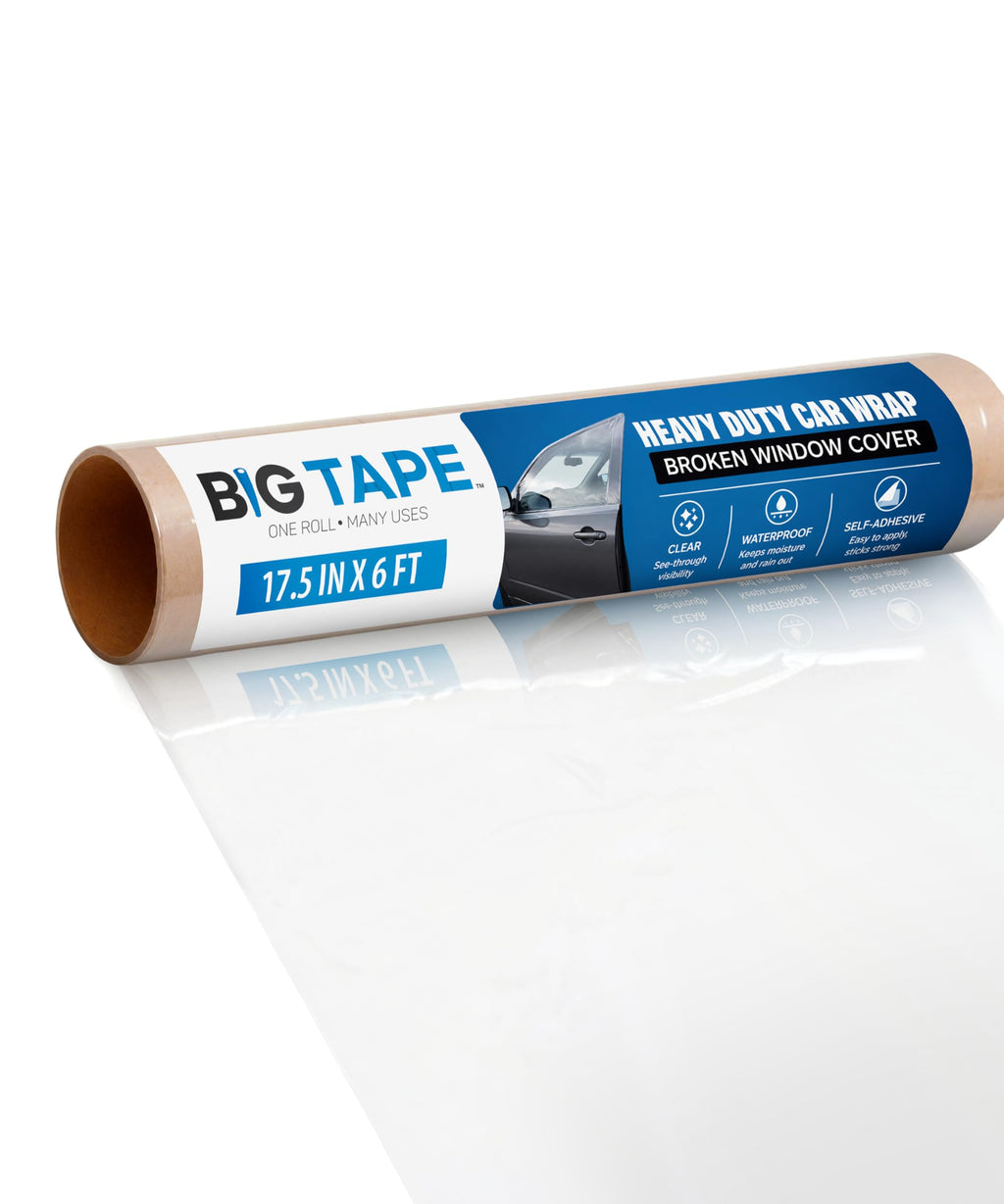 Big Tape Crash Wrap for Broken Car Windows, Temporary Film, 17.5 in x 6 Ft
