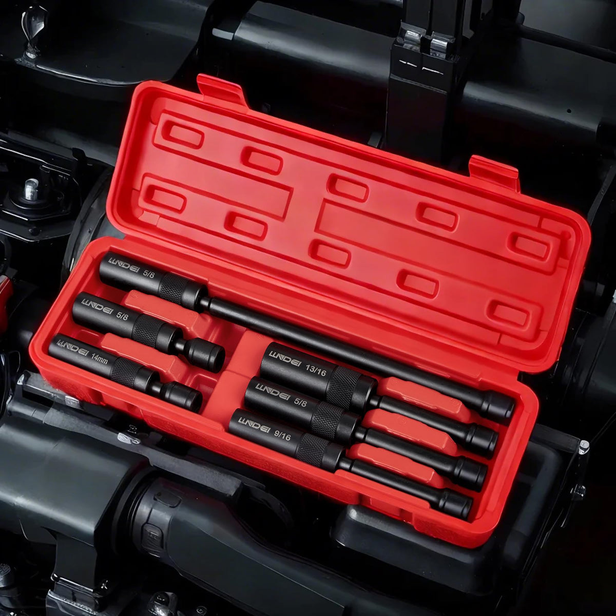 LLNDEI 3/8-Inch Drive Magnetic Swivel Spark Plug Socket Set 6Pcs