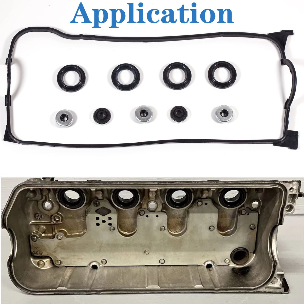 VS50500R Compatible With Honda Civic Engine Valve Cover Gasket & Gromets & Spark Plug Tube Seals 1992-2000 Del Sol Si/S/Si VX CX DX LX VP GX HX Ex Si 1.6L L4 SOHC 16V VC4029 VS50499R
