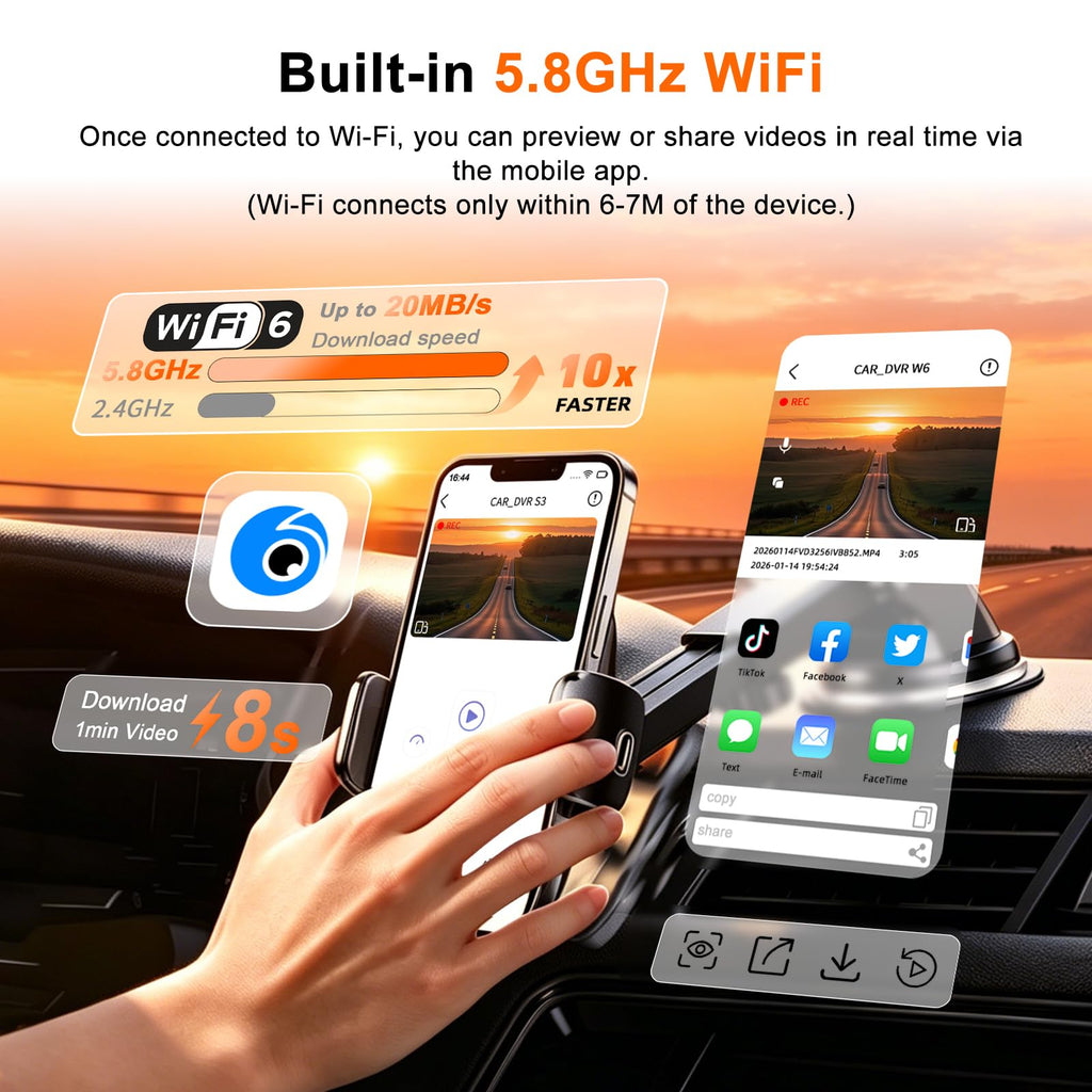 4 Channel 360° Dash Cam, 2K Front +1080P Rear Left Right with 64GB SD Card