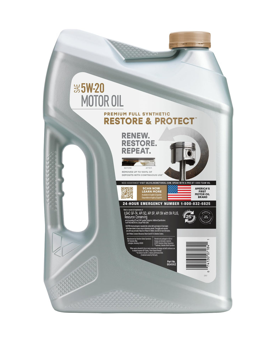 Valvoline Restore & Protect Full Synthetic 5W-20 Motor Oil 5 Quart
