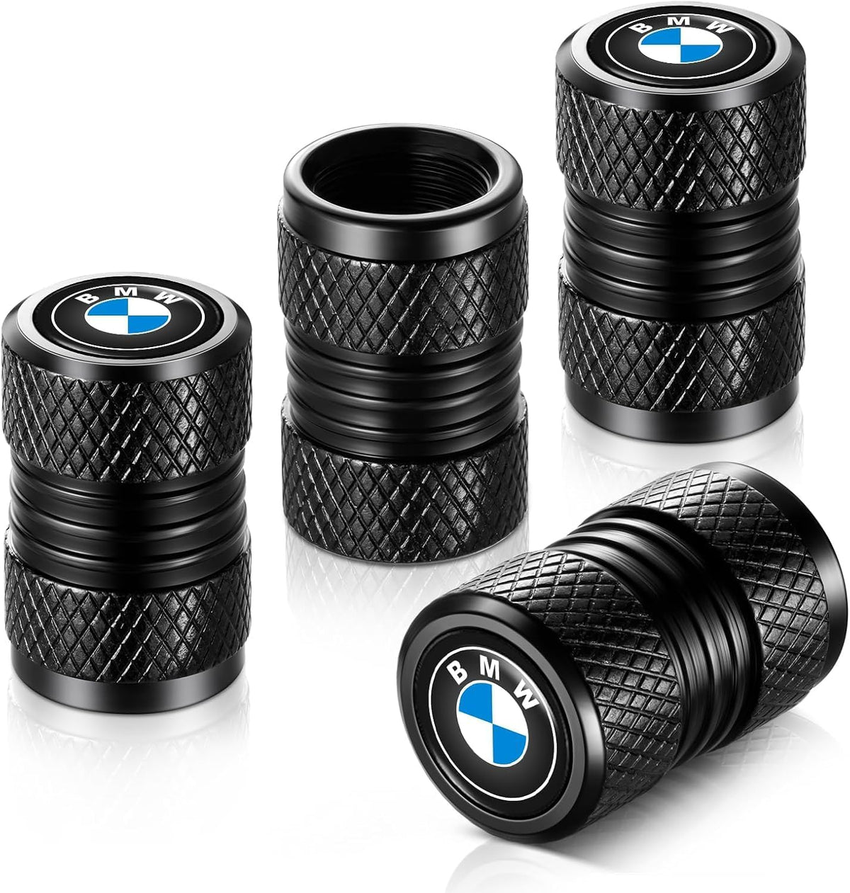 Tire Valve Stem Caps, Compatible with BMW Series Stem Cap Universal Car Air Cover Car Accessories for Cars, SUV, Truck, Motorcycles 4pcs （Black） 1