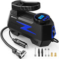 FADAKWALT Tire Inflator Portable Air Compressor, 12V DC Car Air Pump with Auto Shutoff, 150 PSI Digital Gauge, LED Light, Metal Valve Connector, Accessories for Cars, Blue