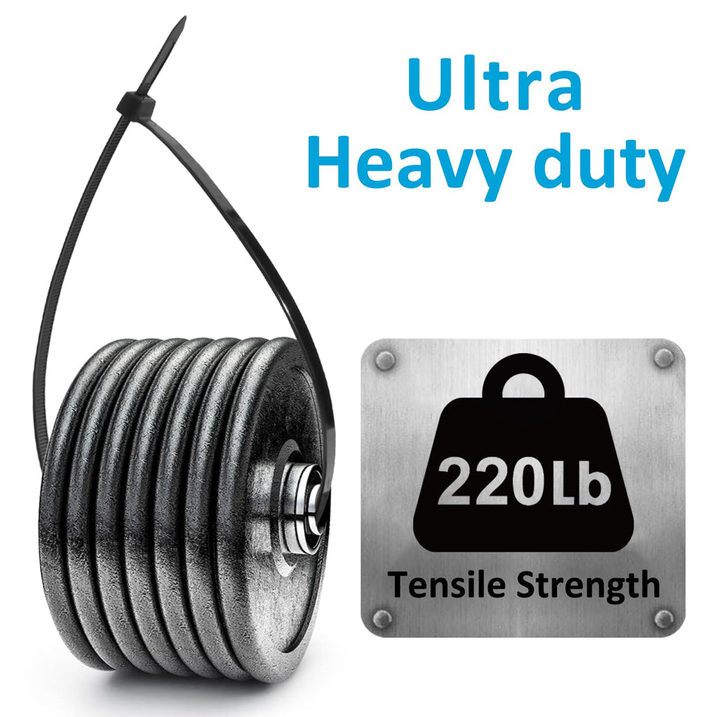 Large Zip Ties 18 inch, 50 Pack, Long Zip Ties Heavy Duty with 220 lb Tensile Strength, Big Cable Ties, Black, ANOSON