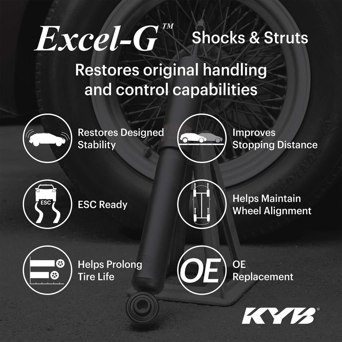 KYB 341260 Excel-G Gas Strut, Black , Silver