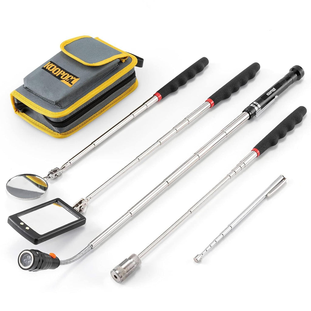 Telescoping Magnetic Pickup Tool Set, Inspection Mirror Telescoping, LED Flashlight, Cool Gadgets for Men, Gifts for, Dad, Husband, Kids, Boyfriend, Magnet Stick (Amber)