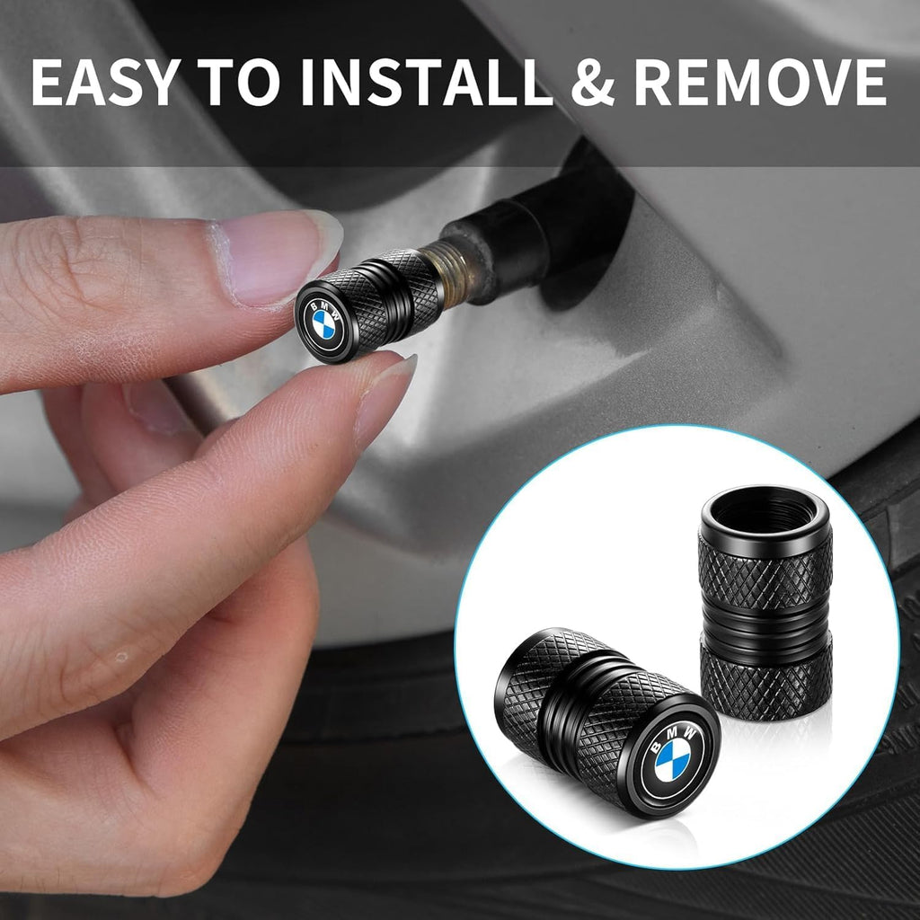 Tire Valve Stem Caps, Compatible with BMW Series Stem Cap Universal Car Air Cover Car Accessories for Cars, SUV, Truck, Motorcycles 4pcs （Black） 1