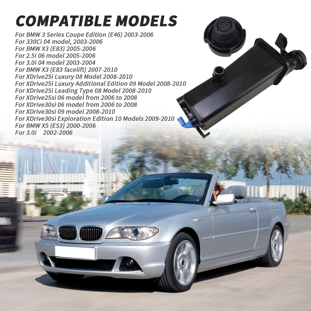 17137787039 Engine Coolant Overflow Recovery Reservoir Tank with Sensor & Cap for BMW X3 2001-2006 X5 2001-2005 323Ci 323i 325Ci 325i 325xi 328Ci 328i 330Ci 330i Replaces 17117573781 603-535 603535