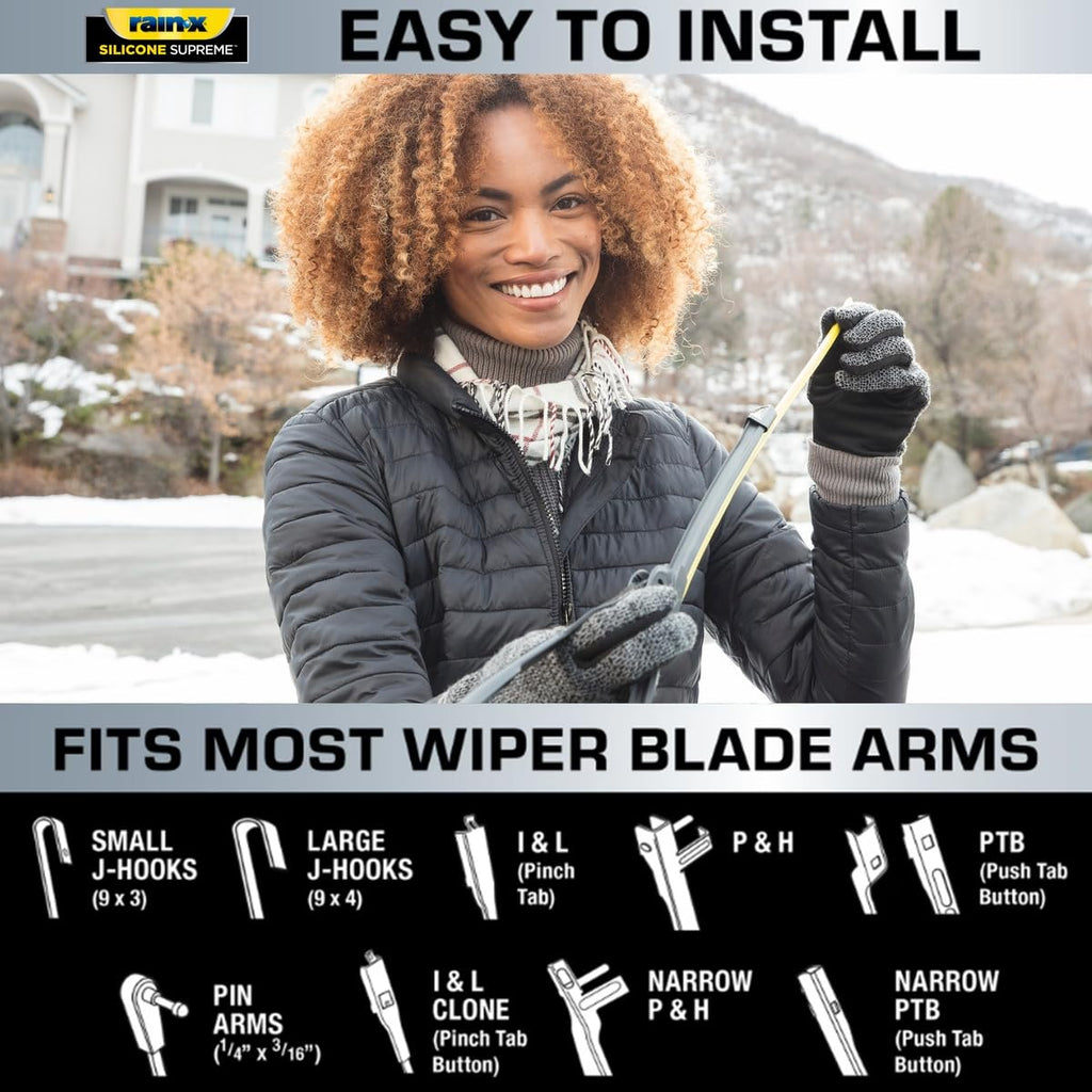 RainX Silicone Supreme Windshield Wiper Blade 20" - Heavy Duty Silicone Squeegee, Extreme Weather Resistance & All-Season Performance, Streak-Free Beam Technology, Quick Install (Pack of 1)