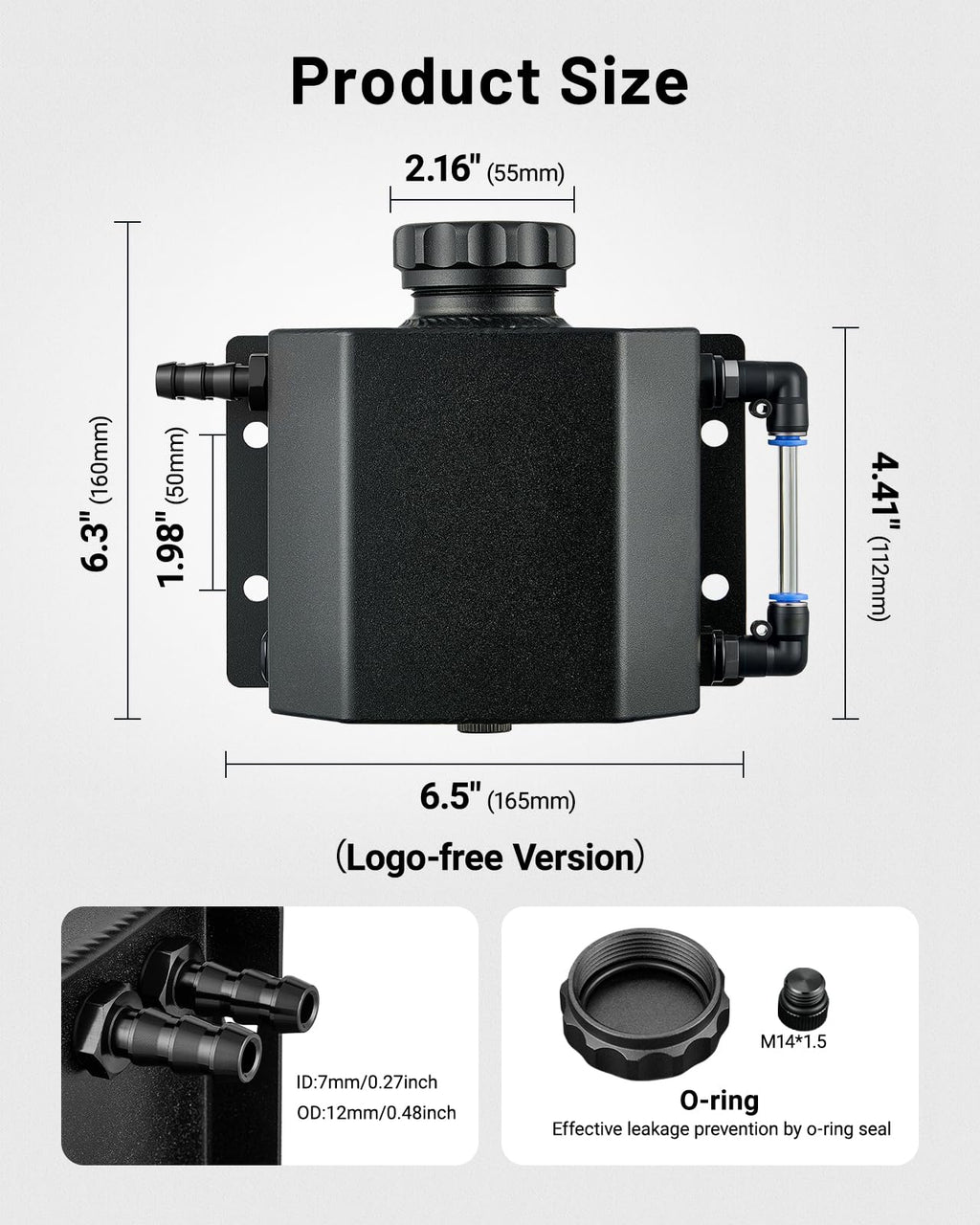 EVIL ENERGY Coolant Overflow Tank, Aluminum Radiator Tank, Reservoir Expansion Tank Universal 1L Black