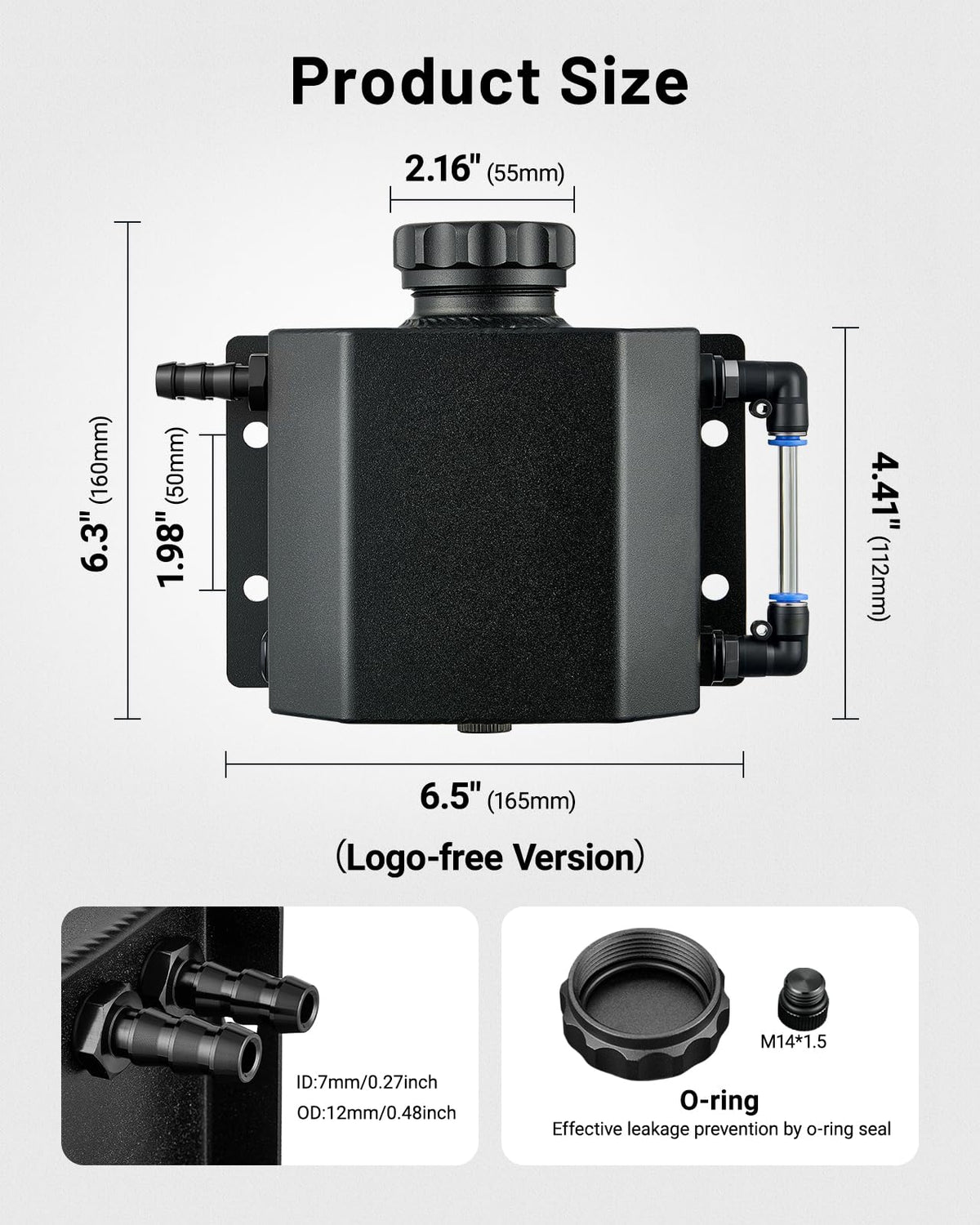 EVIL ENERGY Coolant Overflow Tank, Aluminum Radiator Tank, Reservoir Expansion Tank Universal 1L Black