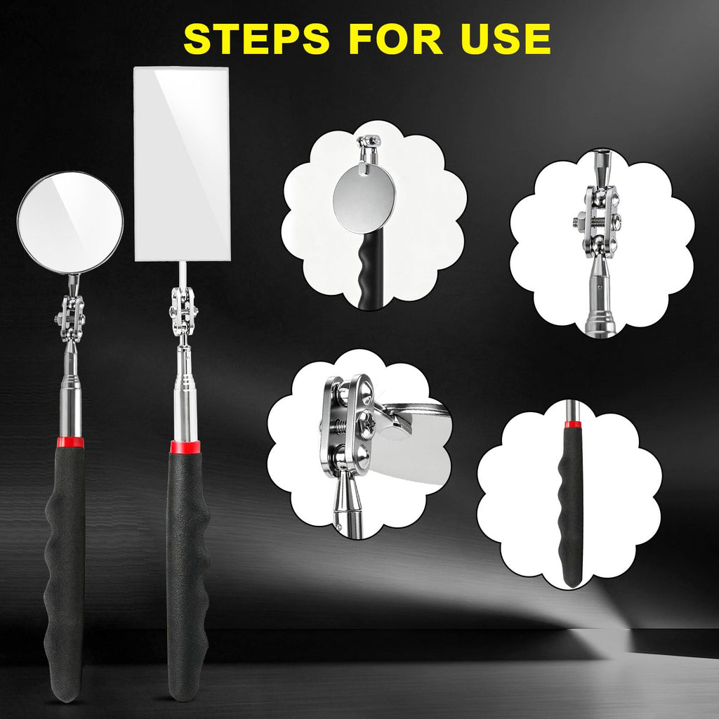 Tuewuqo 2 Pack Telescoping Inspection Mirror for Mechanic