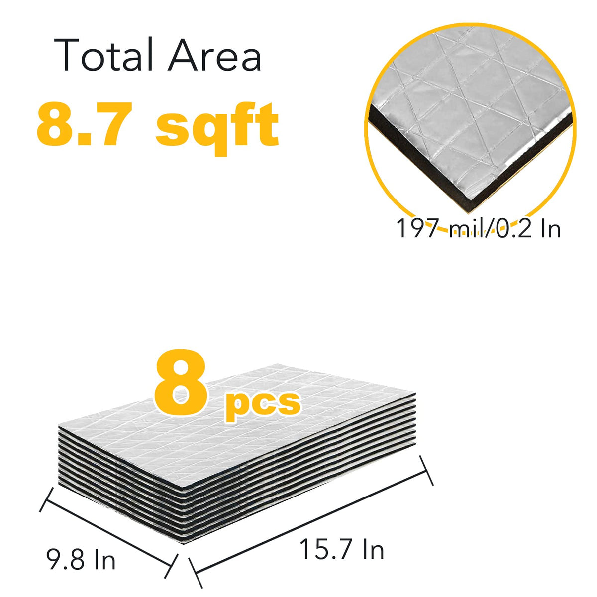 KOIKEY Car Sound Deadening Mat, 197 Mil 8.7 sqft Sound Deadener