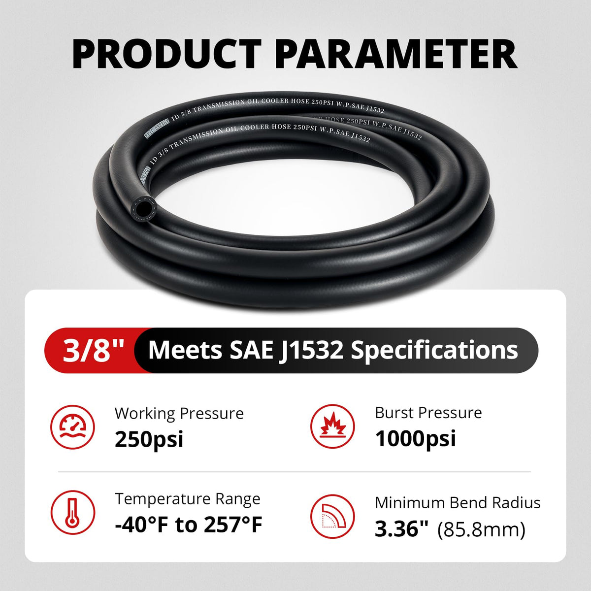EVIL ENERGY 3/8" Transmission Oil Cooler Hose 5FT 250PSI SAE J1532