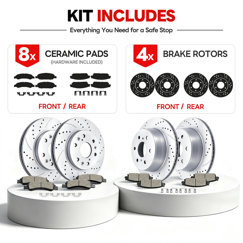 Acinoparts Front (12.64”) and Rear Brake Kit for 2010-2017 GMC Terrain