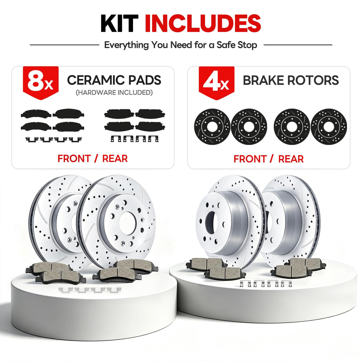 Acinoparts Front (12.64”) and Rear Brake Kit for 2010-2017 GMC Terrain