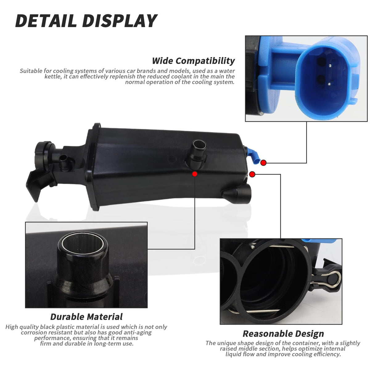 17137787039 Engine Coolant Overflow Recovery Reservoir Tank with Sensor & Cap for BMW X3 2001-2006 X5 2001-2005 323Ci 323i 325Ci 325i 325xi 328Ci 328i 330Ci 330i Replaces 17117573781 603-535 603535