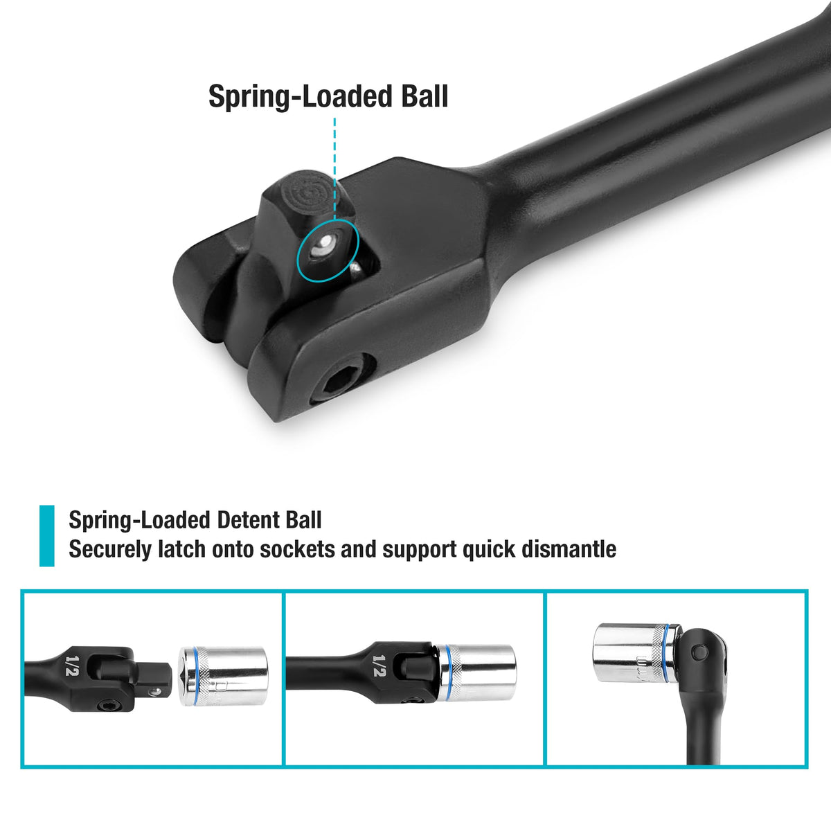 DURATECH 3PCS Breaker Bar Set with Upgrade Black Phosphate Coating