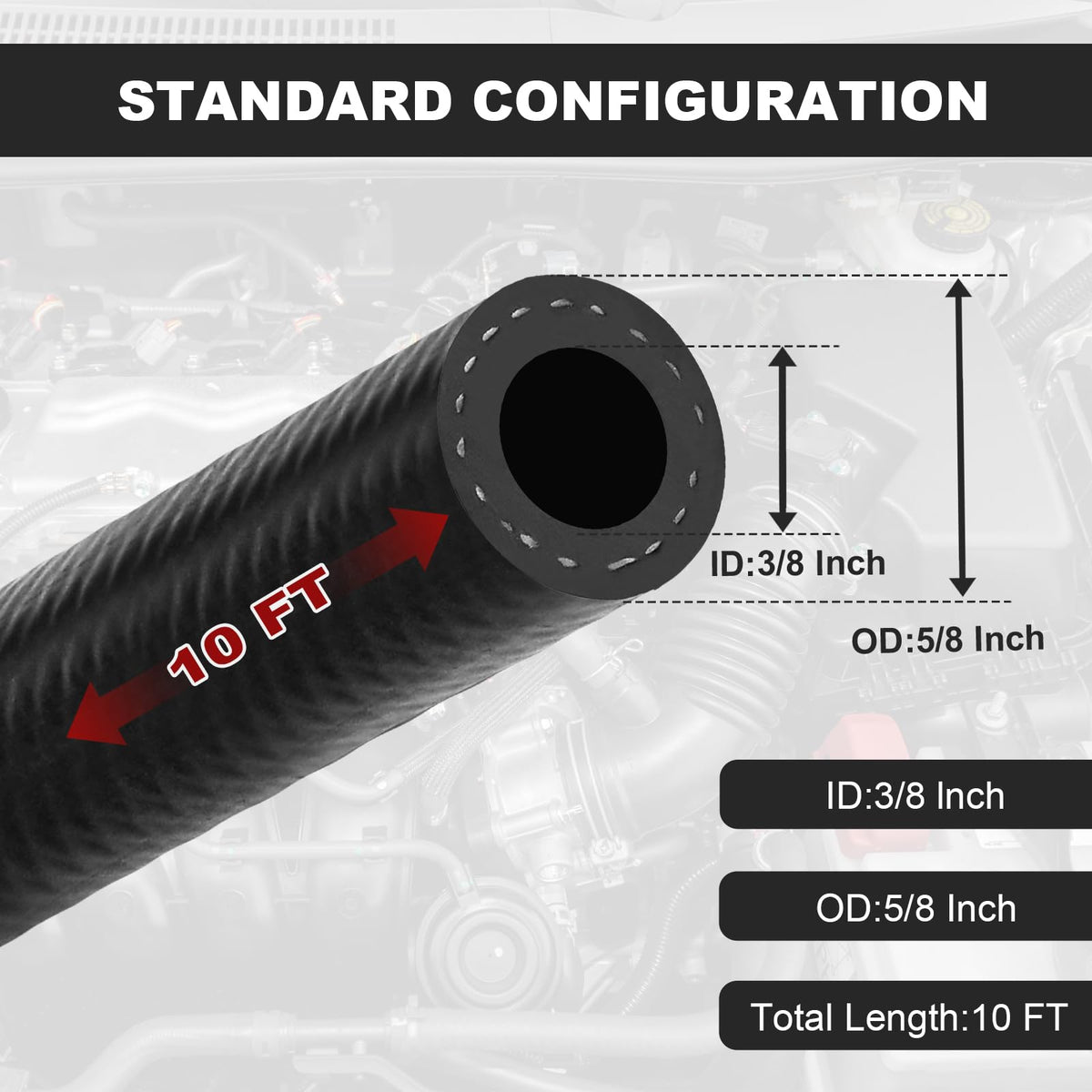 Storystore 3/8 Inch（10mm) ID Fuel Line, 10 FT NBR Rubber Hose