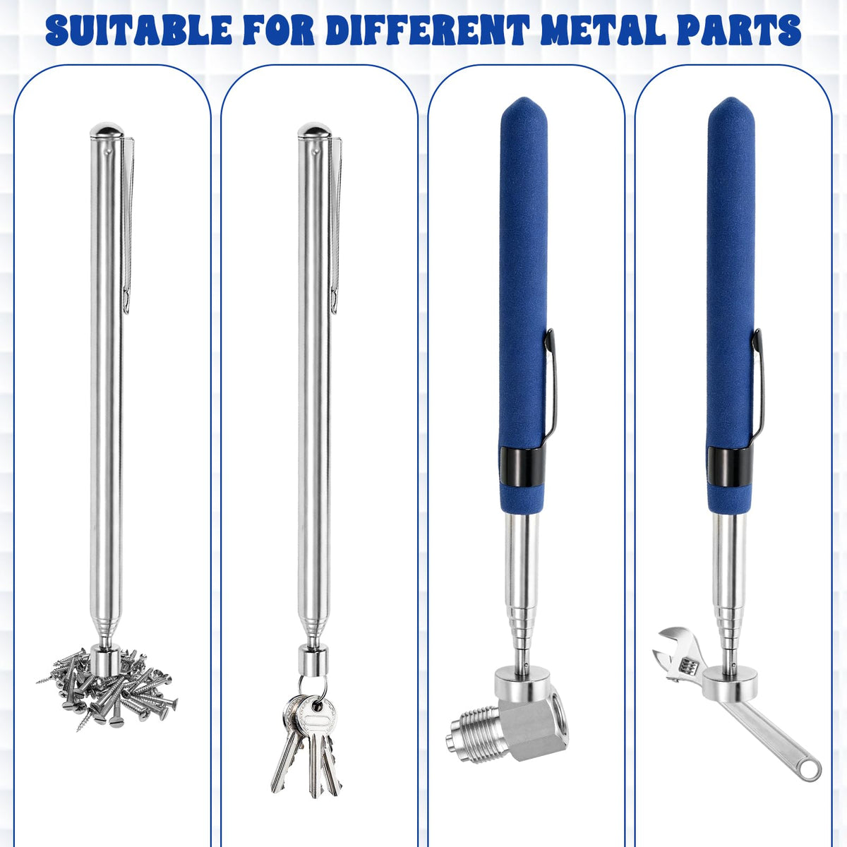 Telescoping Magnetic Pickup Tool, 2 Pcs Extendable Magnet Stick
