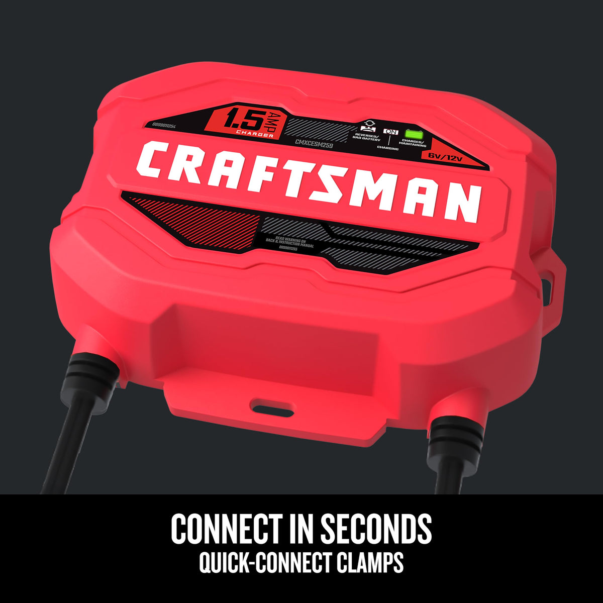 CRAFTSMAN 1.5A Car Battery Charger & Maintainer, 6V/12V – CMXCESM259