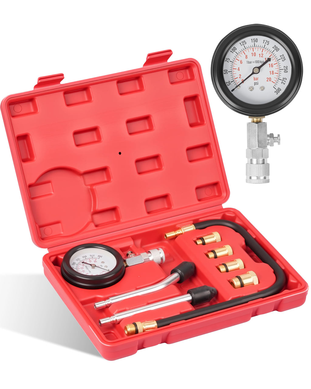 DAYUAN Professional Petrol Engine Compression Tester Kit Set, Red Case