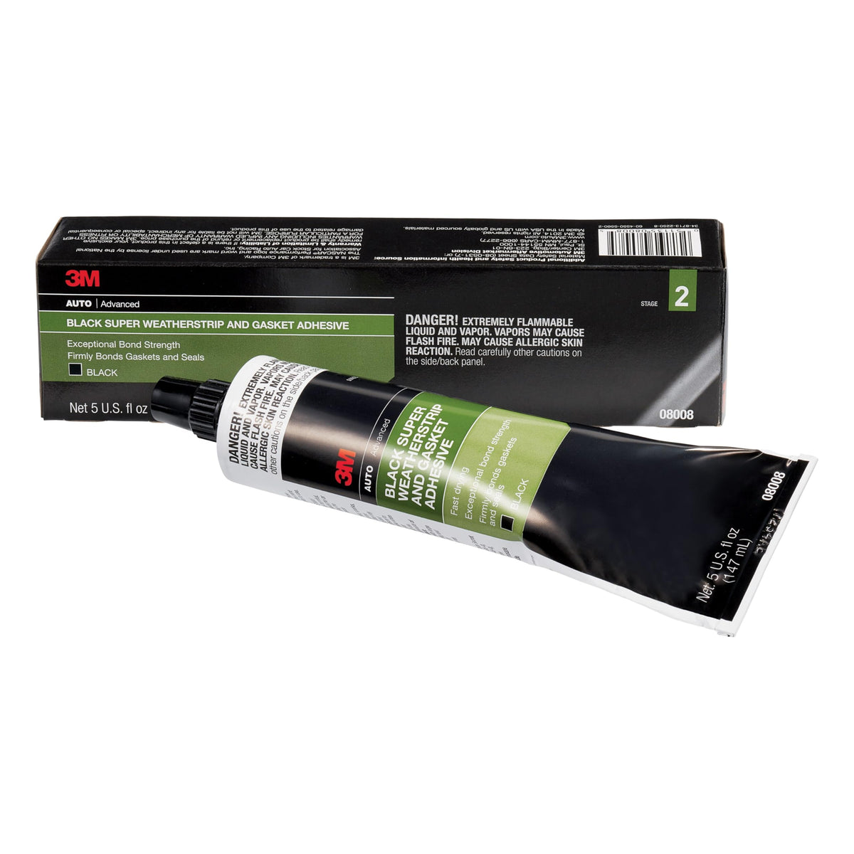 3M Black Super Weatherstrip and Gasket Adhesive, 08008, 5 fl oz, 1 Per Pack