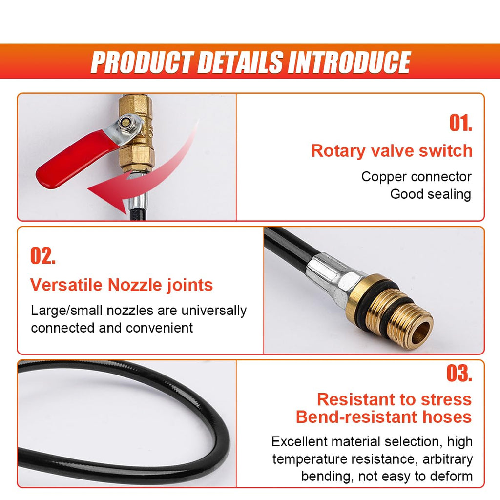 LAINLOY Car Engine Air Valve Holder Pressure Pipe, M12 M14 Thread to 1/4 NPT Cylinder Leakage Testing Assistant Tool with Ball Valve, Valve Spring Compressor Removal Tool Fits Trucks