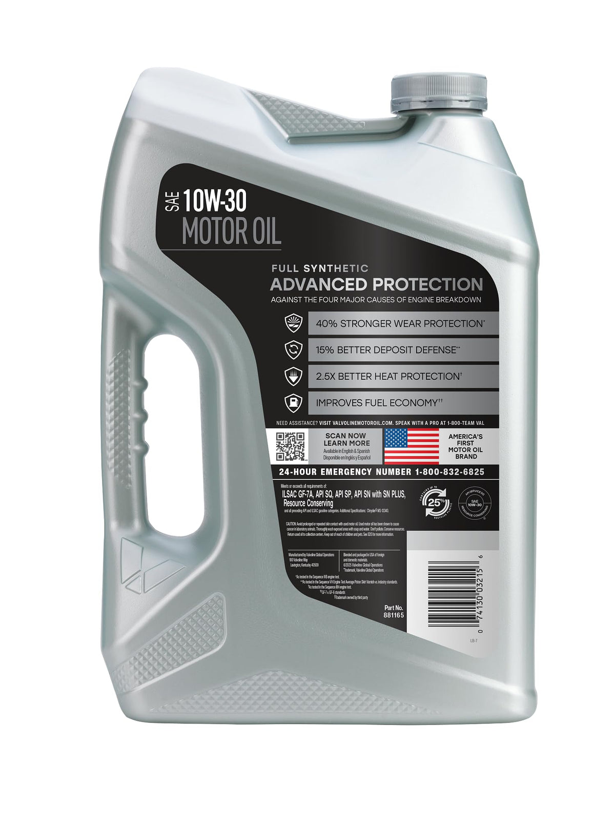 Valvoline Advanced Full Synthetic SAE 10W-30 Motor Oil 5 QT