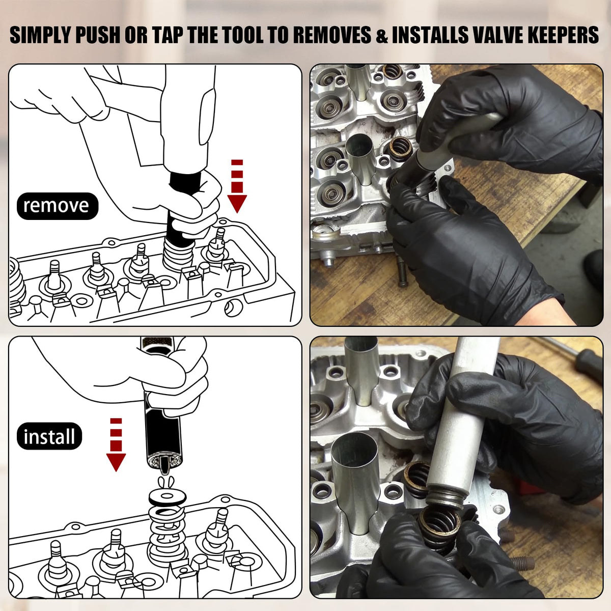 ATENGIDR 36050 Valve Keeper Remover and Installer Kit for 4.5mm-7.5mm & 5/16"-3/8" Valve Stems,Valve Spring Compressor & Retainer Removal Tool Fit for Toyota Four Cylinder & Chrysler New World Engines
