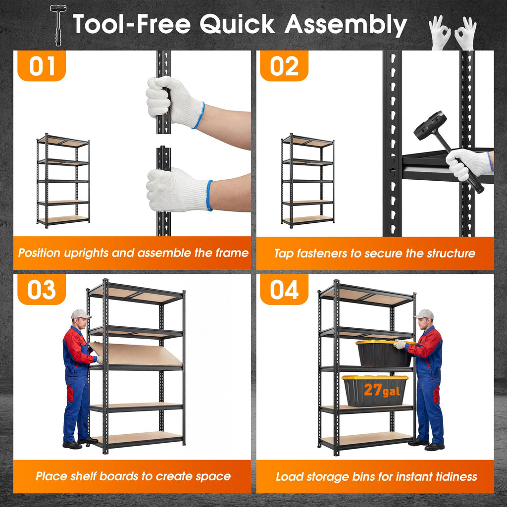 REIBII 2400LBS Garage Shelving,36" Wx16" Dx72" H Shelves for Basement