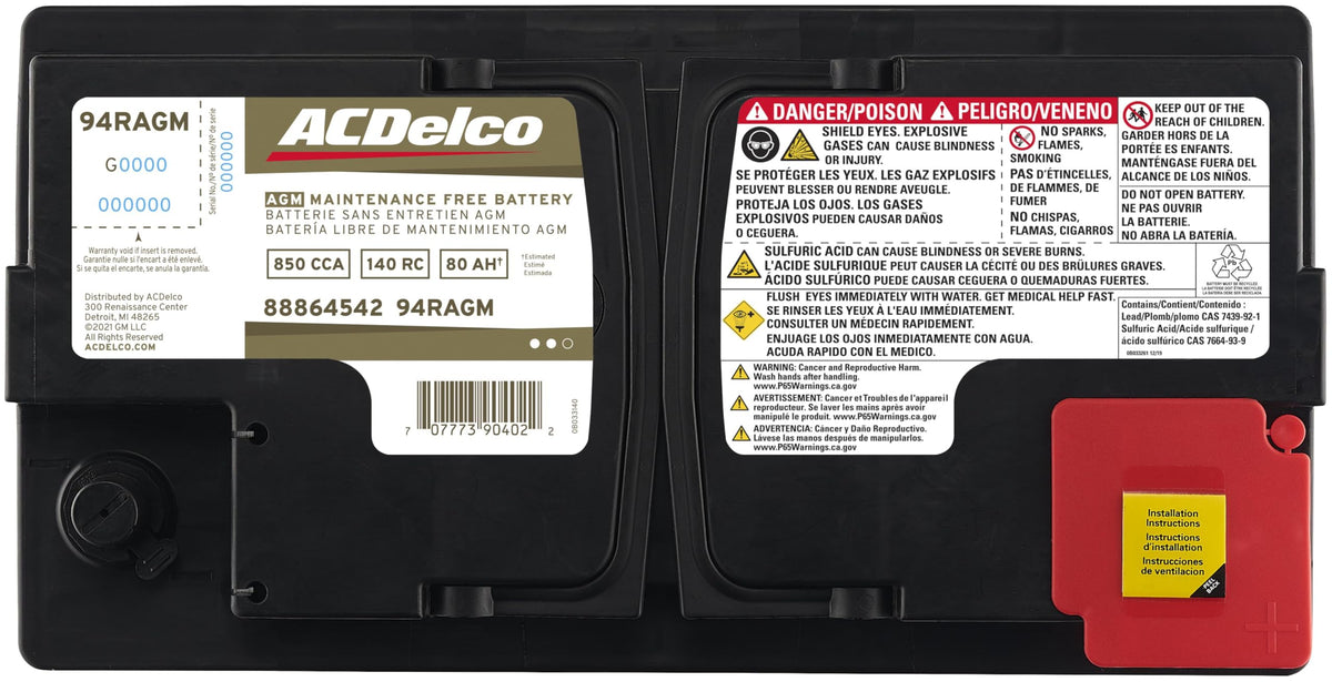 ACDelco Gold Automotive Battery 94RAGM | PN 88864542