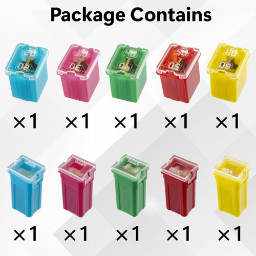 10 PCS Versatile Automotive Fuse Assortment Kit, Tall and Low Profile Fuse