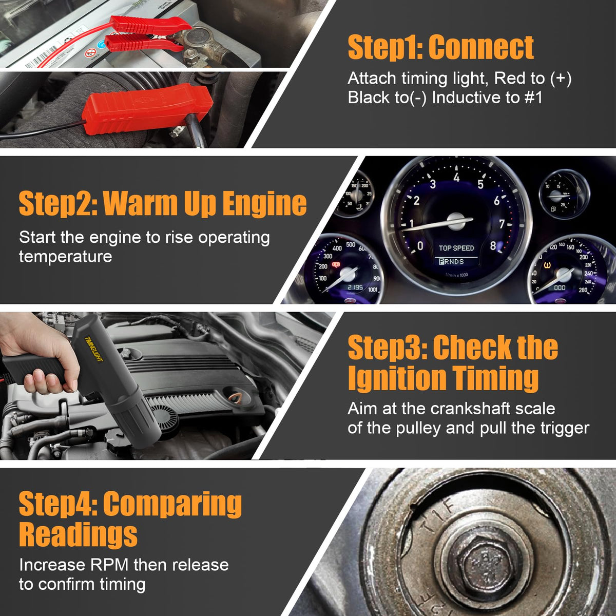 OBDMONSTER 12V Inductive Timing Light for 2- & 4-Stroke Gas Engines