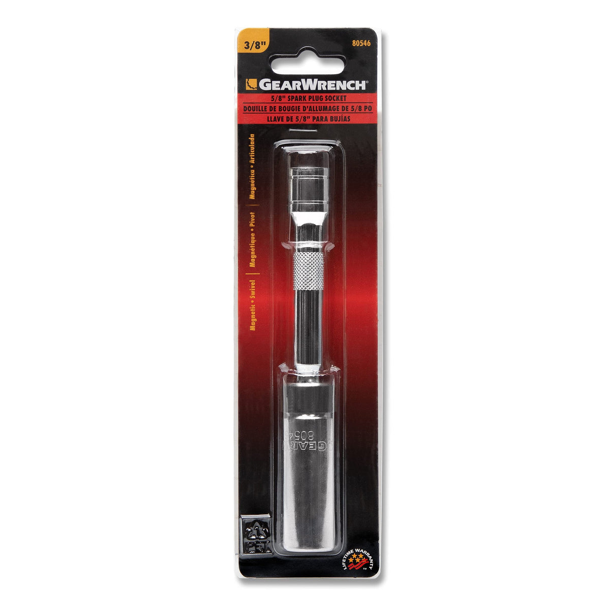 GEARWRENCH 3/8" Dr 6 Pt 5/8" x 6" Magnetic Swivel Spark Plug Socket | 80546