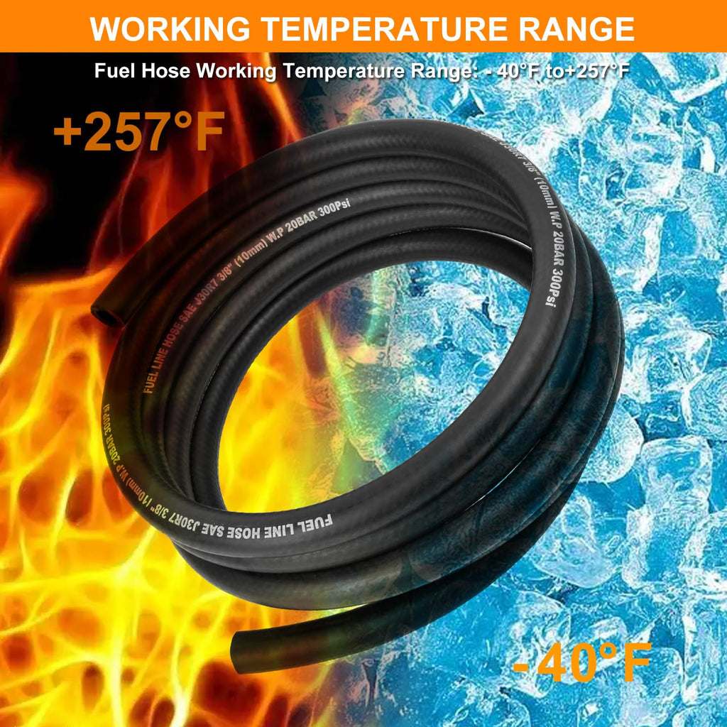 5/8 Inch ID Fuel Line Hose - 10FT Fuel Line with 10PCS Hose Clamps,300PSI High-Pressure Fuel Line for Automotive Fuel Systems Engines (5/8" ID-10Ft)