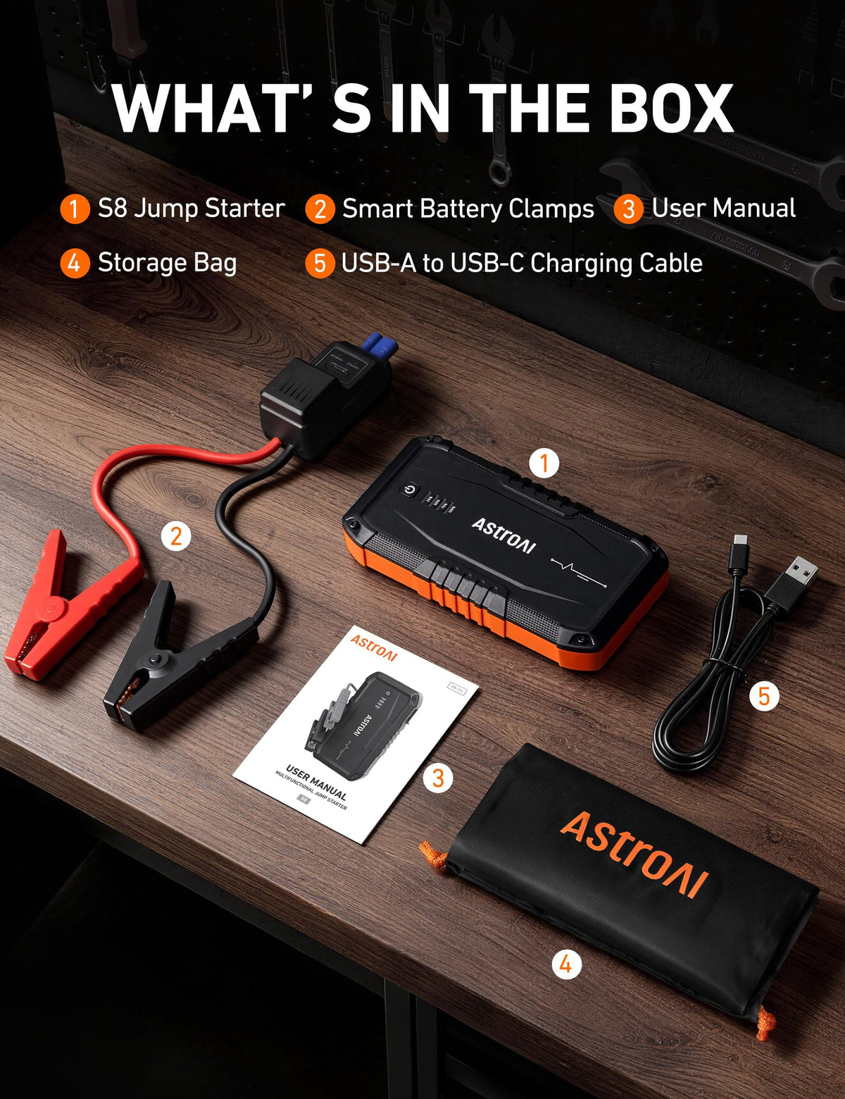 AstroAI S8 Car Battery Jump Starter 3000A - Portable 12V Lithium Jump Box