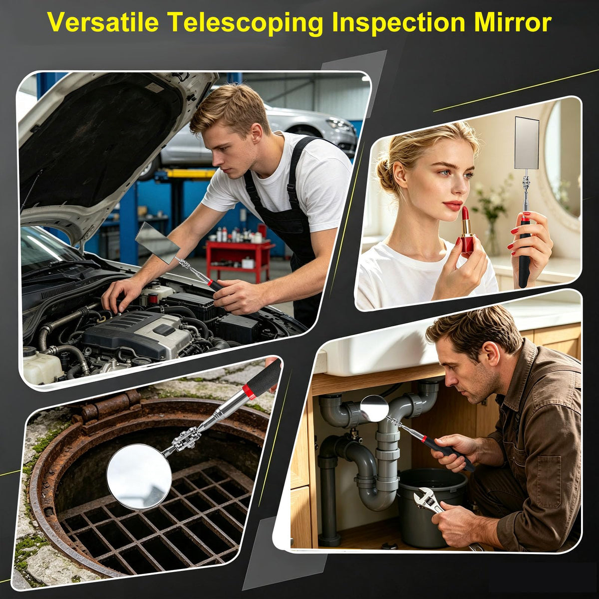 Tuewuqo 2 Pack Telescoping Inspection Mirror for Mechanic