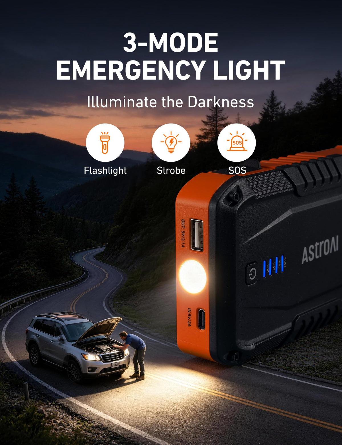 AstroAI S8 Car Battery Jump Starter 3000A - Portable 12V Lithium Jump Box