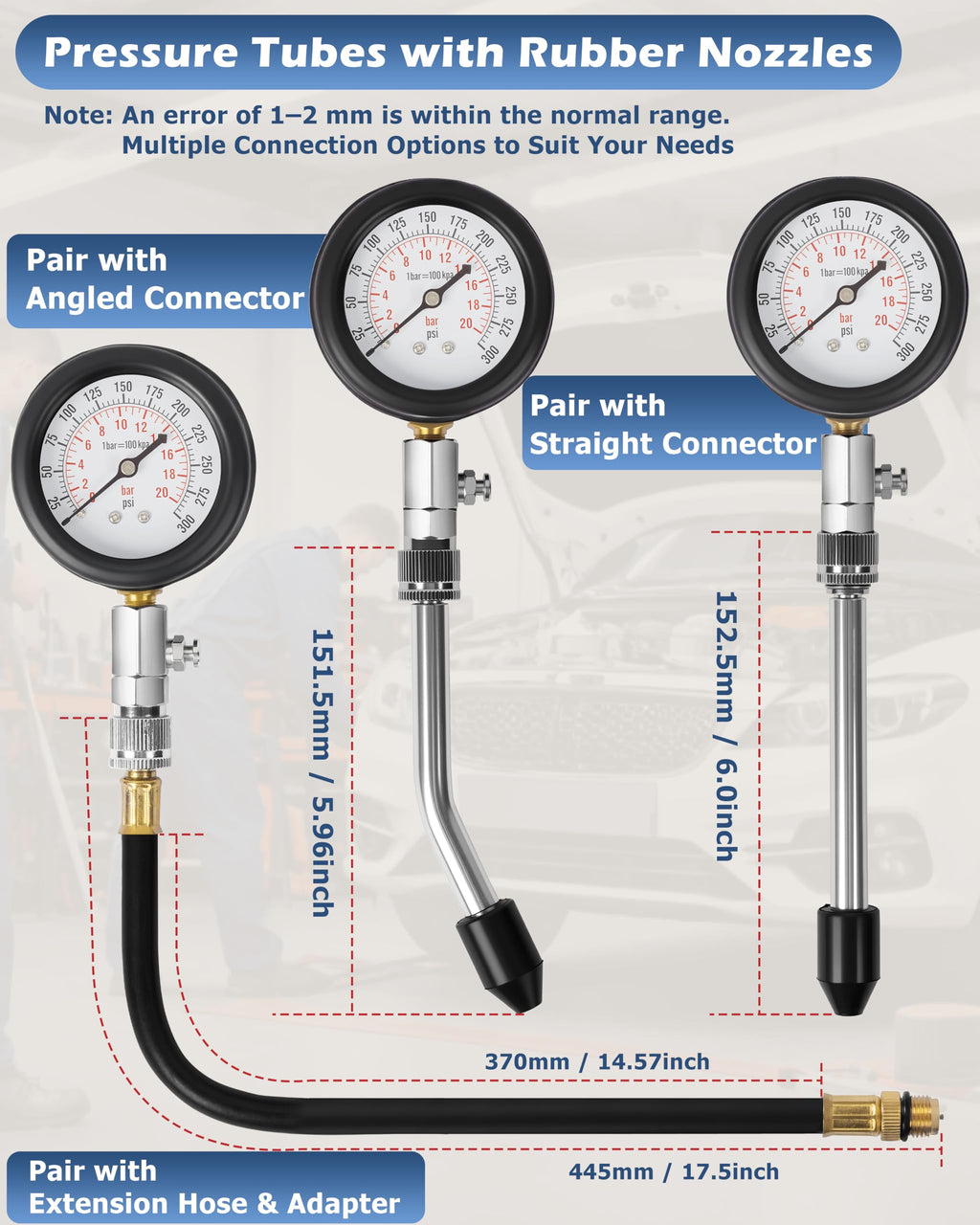 DAYUAN Professional Petrol Engine Compression Tester Kit Set, Red Case