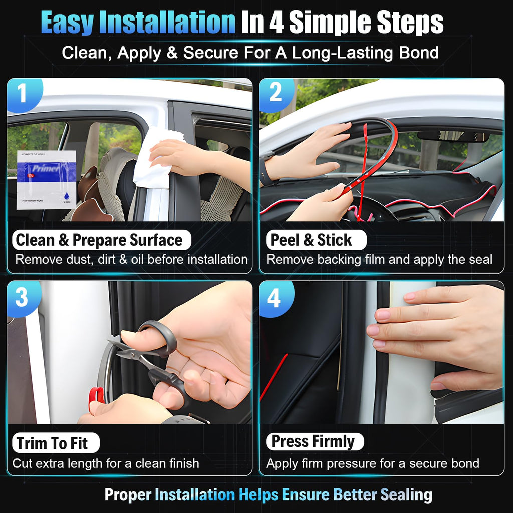 Car Door Seal Strip 5-Hole - alophoty 16.5 Ft EPDM Rubber Self-Adhesive Automotive Weather Stripping, 0.39" × 0.31", Soundproof Waterproof & Dustproof, Fits Cars SUVs Trucks RVs