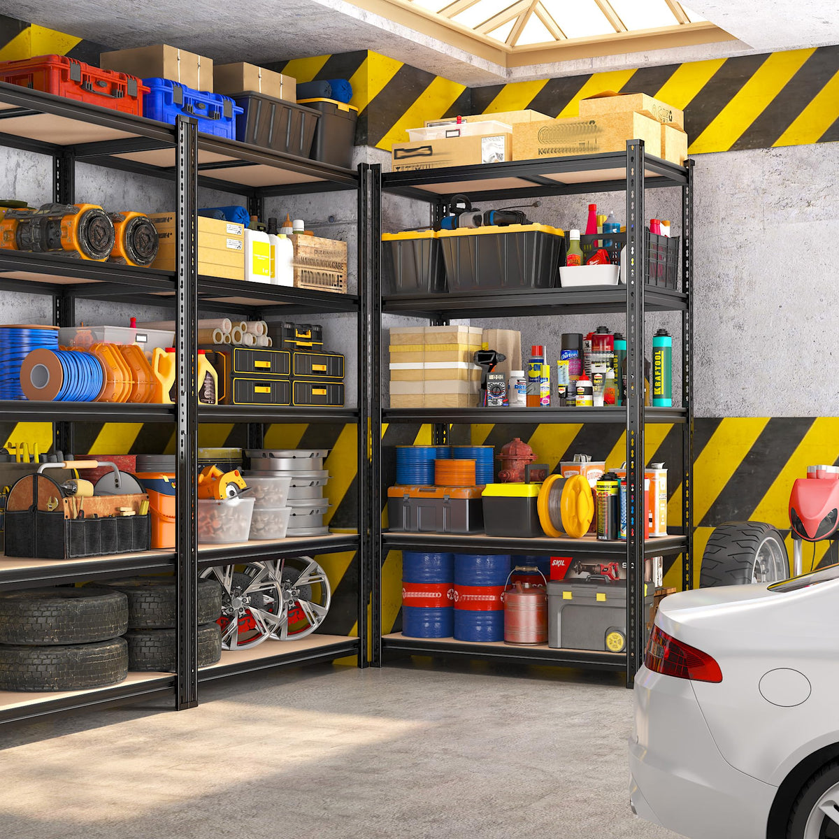 REIBII 2400LBS Garage Shelving,36" Wx16" Dx72" H Shelves for Basement